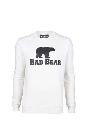 Bad Bear Crewneck Sweatshirt Erkek Uzun Kollu Sweatshirt Kırık Beyaz 20.02.12.011 